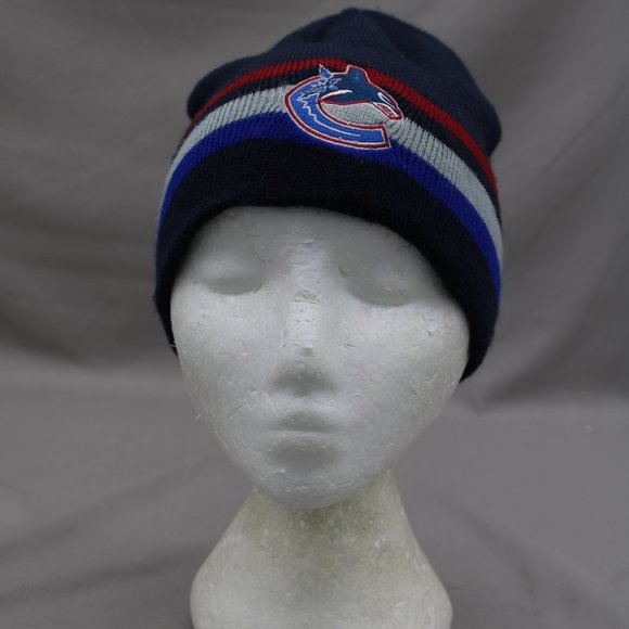 Vancouver Canucks Toque (VTG) - 3 Striper Original Orca - Adult Stretch Fit - Picture 1 of 8